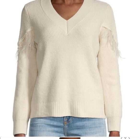 Design History V-neck fringe-trimmed ribbed sweater - Picture 5 of 6